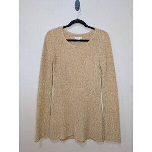 Tommy Bahama Womens Silk Blend Knit Tunic Sweater Gold Tan Size S Scoop Neck
